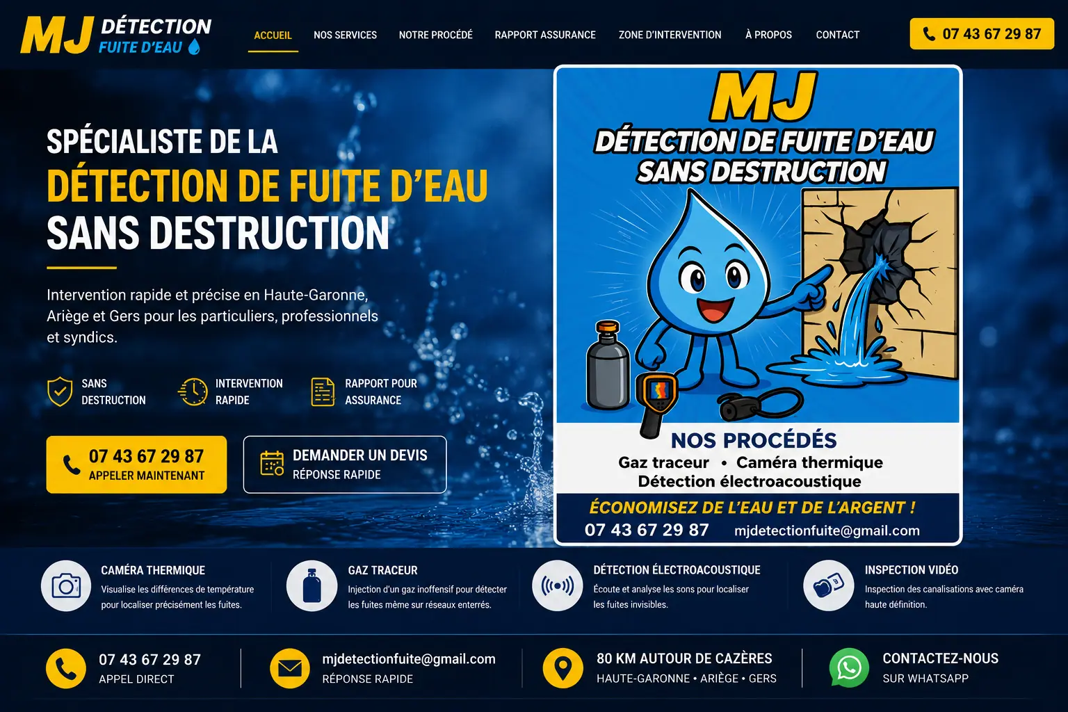MJ Détection, spécialiste de la détection de fuite d’eau sans destruction